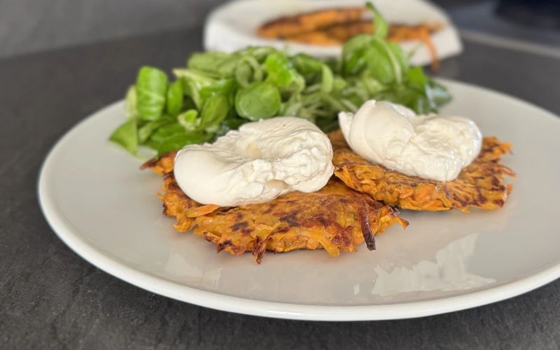 Galettes de patate douce express, façon raclette ou burrata